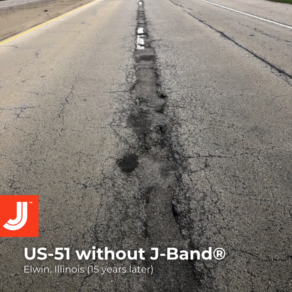 The center joint of the road is cracked