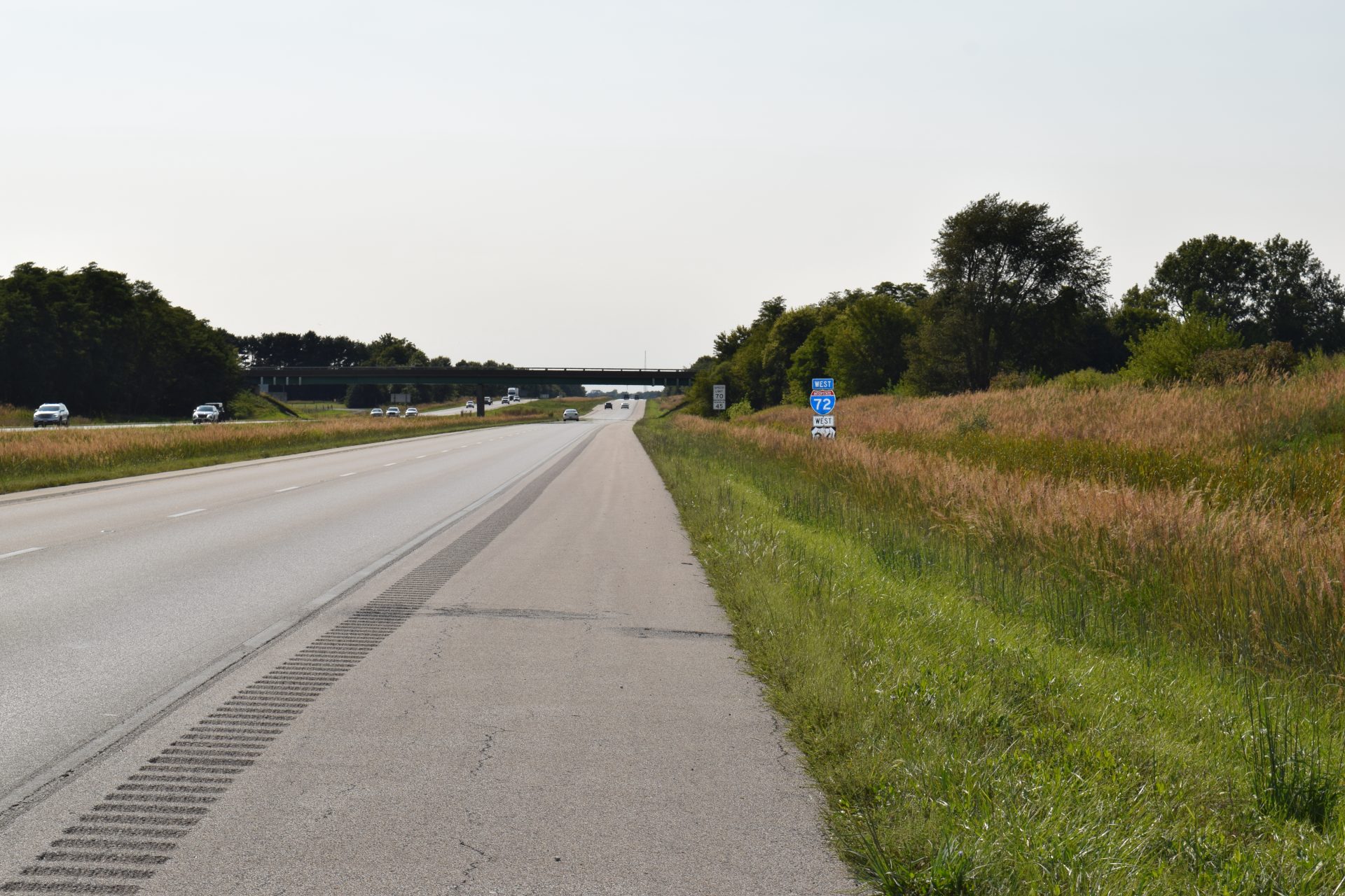 view looking down an interstate highway