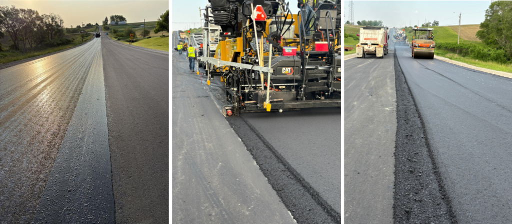 Tack coat over the VRAM band / Notched-wedge paving
