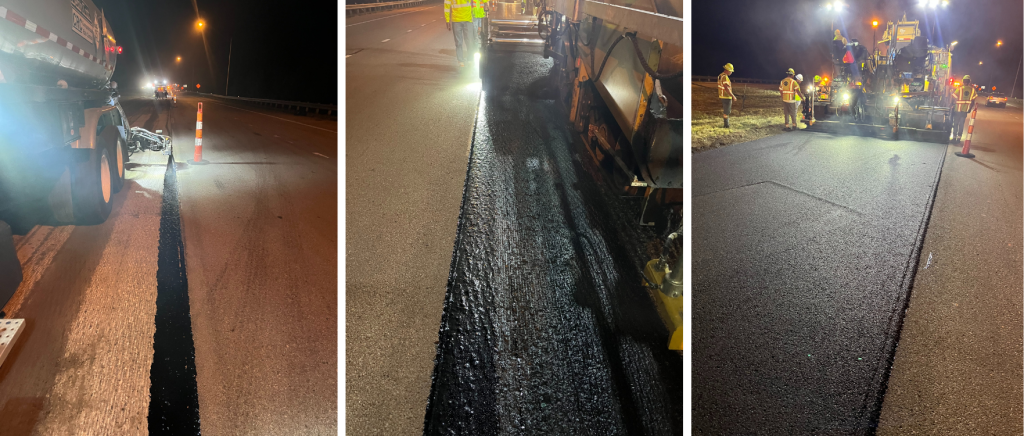 I-74 is a four-lane divided highway from the Indiana-Ohio State Line to the north end of I-75 in Cincinnati. In 2025, ODOT made improvements to westbound I-74 including an additional thru lane (full project scope). VRAM was added beneath the lane-to-lane joints for a portion of the project to reinforce the pavement for this major interstate.  