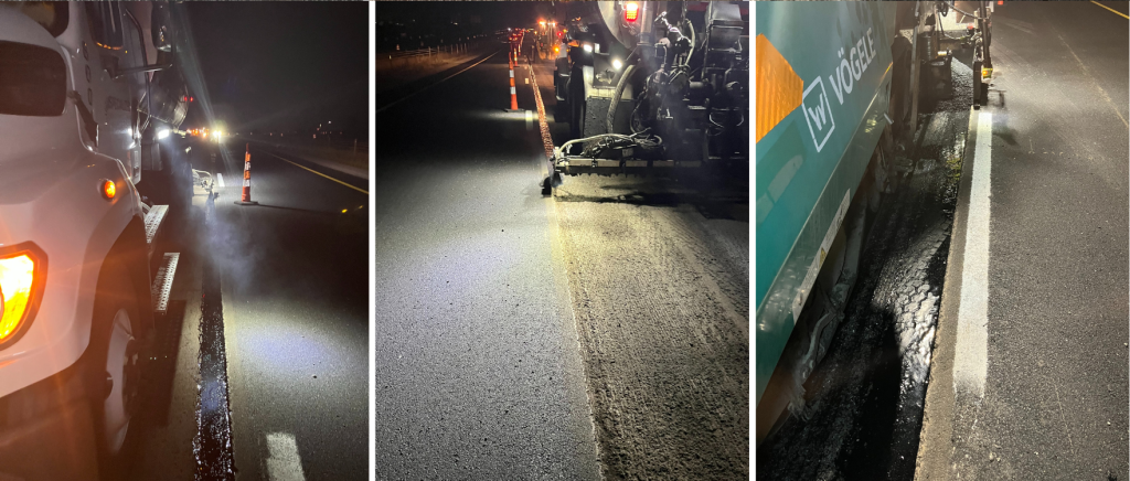 US-33 Widening Project east of Columbus aims to “reduce congestion, improve safety, and regional mobility” (full project scope). Before the new surface course was paved, VRAM was applied, strengthening the vulnerable longitudinal lane joints to avoid future repairs.  